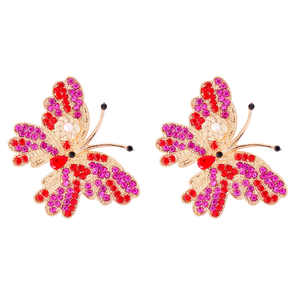 Wholesale Butterfly Colored Diamond Inlaid Alloy Earrings